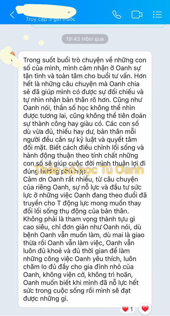 Tra cứu thần số học Tú Oanh