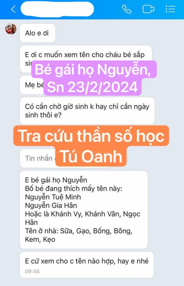 Đặt tên thần số học, bé gái họ Nguyễn 23/2/2024