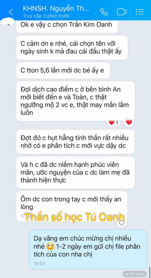 Phản hồi khách tra cứu thần số học Tú Oanh