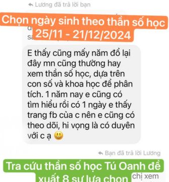 Chọn ngày sinh theo Thần số học: 25/11 – 21/12/2024