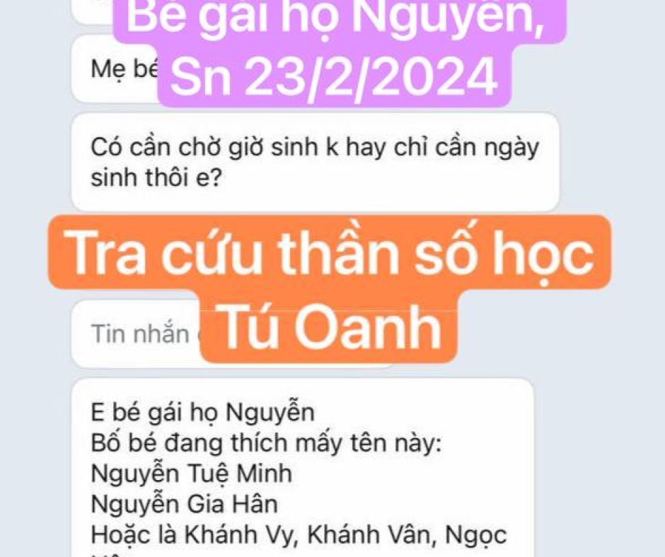 Đặt tên thần số học, bé gái họ Nguyễn 23/2/2024